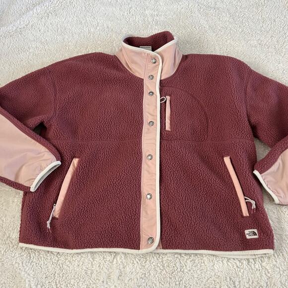 The North Face Jackets & Blazers - North Face Women Deep Pile Fleece Full Zip Pink L Gorpcore Hiking Casual Outdoor